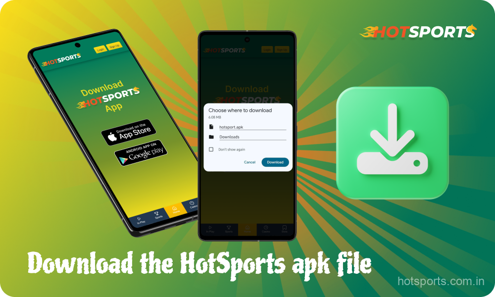 Players from India need to click on the download button to download the HotSports app installation file for Android