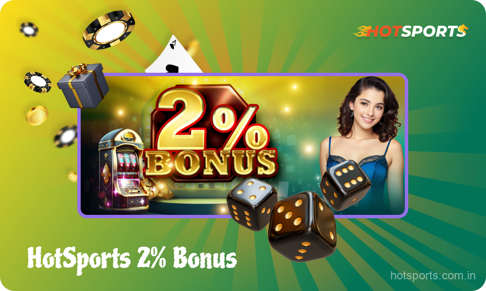 HotSports Casino gives Indian players a 2% bonus on every deposit