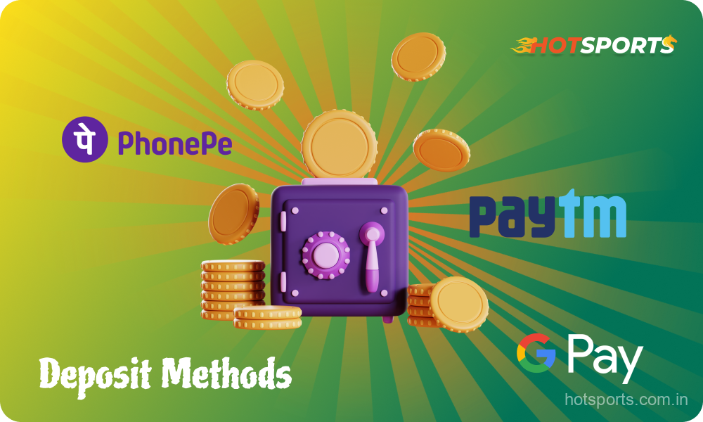 HotSports offers safe and secure deposit options to its users in India